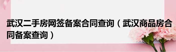 武汉二手房备案的流程是怎样的